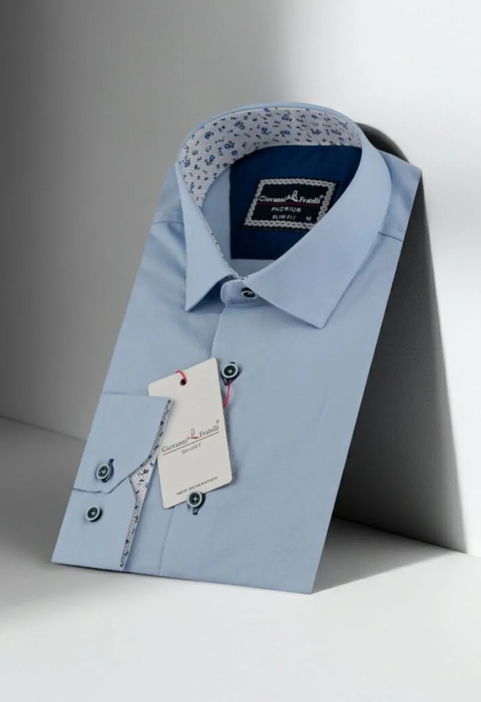 Slim Fit Uzun Kol Düz Renk Saten Erkek Gömlek 3GMK313024006 - Giovanni Fratelli
