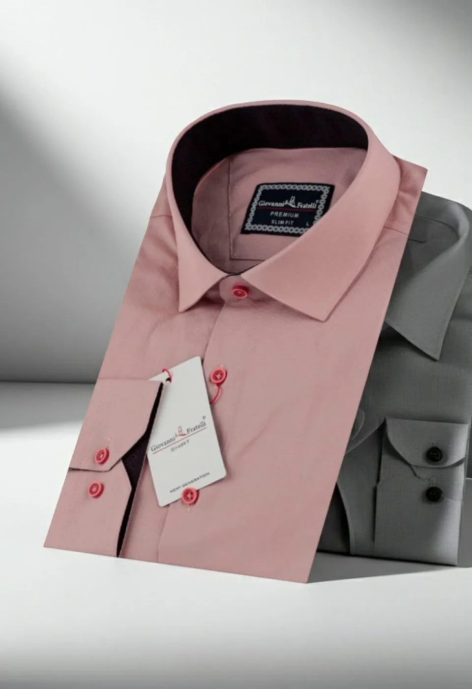 Slim Fit Uzun Kol Düz Renk Saten Erkek Gömlek 3GMK313024020 - Giovanni Fratelli