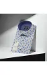 Slim Fit Kısa Kol Mavi Baklava Desenli Erkek Gömlek 3GMK321416001