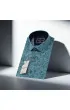 Slim Fit Kısa Kol Desenli Sıcak Baskı Erkek Gömlek 3GMK311716001